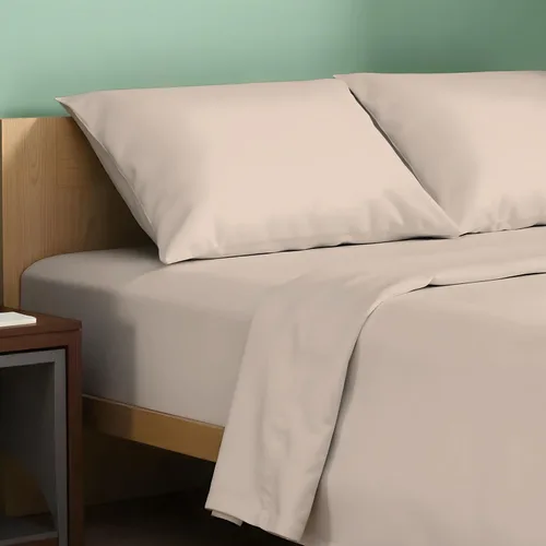 Vista 25 de TEXAS LINEN CO. Paquete de 2 juegos de sábanas de percal de algodón 100% orgánico, suaves, transpirables y refrescantes, con esquinas profundas