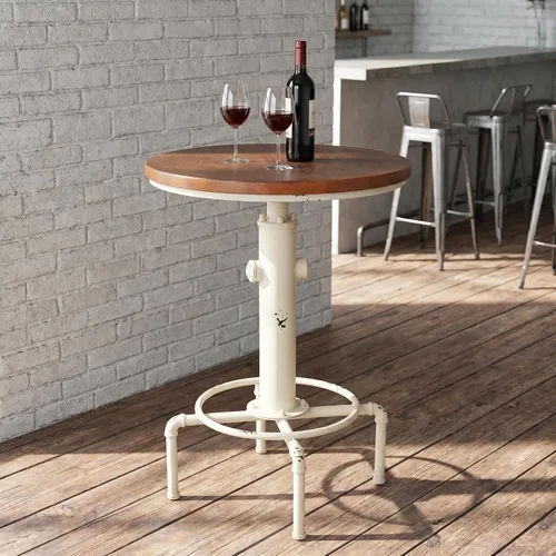 Vista 12 de Topower Mesa de bar industrial de 31.5-41.3 pulgadas, mesa de pub ajustable para cocina, comedor, mesa de café bistró (bronce)