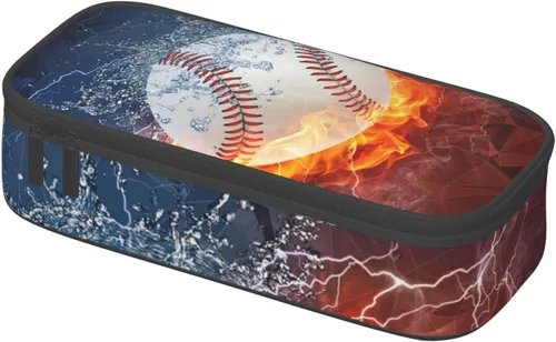 Vista 6 de Estuche de béisbol para lápices deportivos para niños y hombres, gran capacidad, duradero, bolsa de almacenamiento para bolígrafos, estuche