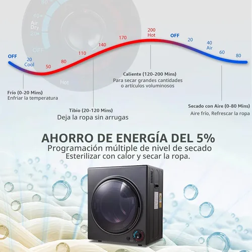 Vista 3 de CTT Secadora portátil de 3.5 pies cúbicos para apartamentos, secadora compacta de 1500 W con 4 modos de secado, secadores eléctricos de 120 V