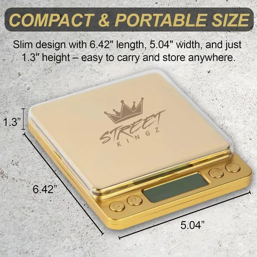 Vista 5 de Street Kingz Gold - Báscula digital para joyería, báscula de alimentos de alta precisión de 17.64 oz con conversión de unidades múltiples y conteo