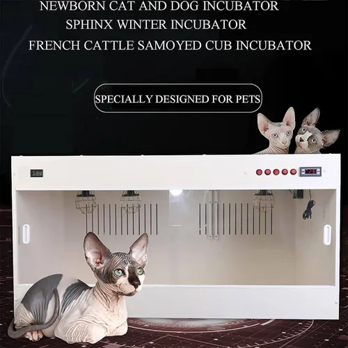 Vista 3 de Large Brooder Nursery Dog, Cat Incubator for Puppies, Puppy Incubator,Provide A Clean, Warm and Comfortable Living Environment (Black 80 * 50 * 50cm)