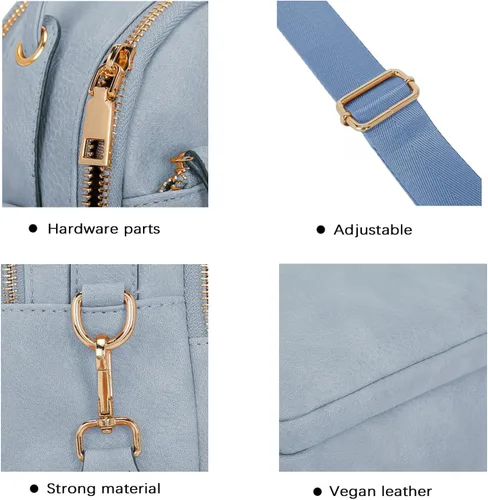 Vista 4 de E Bolso cruzado casual con múltiples bolsillos para mujer, ligero, mediano, con correa ajustable