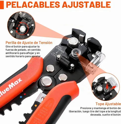 Vista 3 de ValueMax Juego de herramientas para pelacables de 266 piezas, herramienta automática autoajustable de 8 pulgadas para AWG 10-24, pelacables