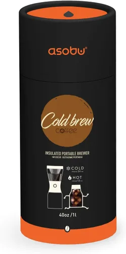 Vista 4 de asobu Cafetera de preparación fría, galardonada cafetera aislada de 40 onzas con jarra portátil de acero inoxidable – Ganadora número 1 del festival