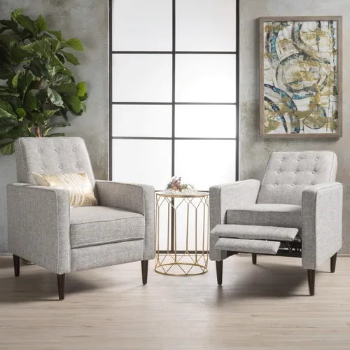 Vista 2 de GDFStudio Macedonia - Sillón reclinable de tela con respaldo copetudo, moderno