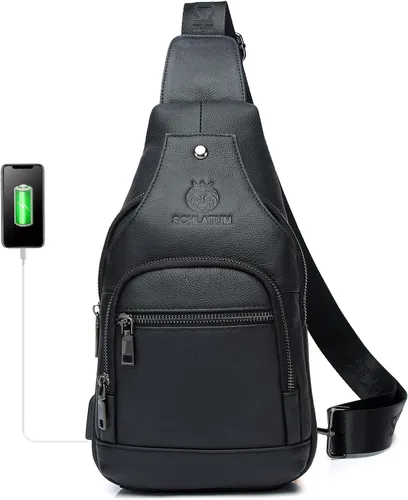 Vista 136 de LUKZIJAES Bolso bandolera de cuero genuino para hombre