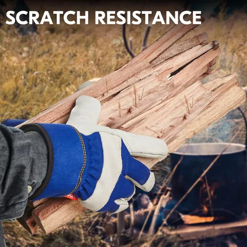 Vista 5 de Vgo... Winter Warm Lined Cowhide Split Leather Work Gloves,Heavy Duty Truck Driving Gardening Farm Welding(CB3501F)
