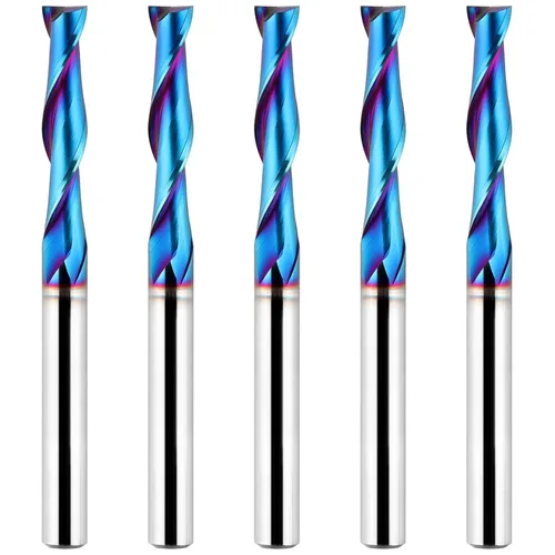 Vista 26 de EANOSIC Brocas de fresadora en espiral de compresión ascendente y descendente de 1/2 pulgada de diámetro de corte con revestimiento nano azul