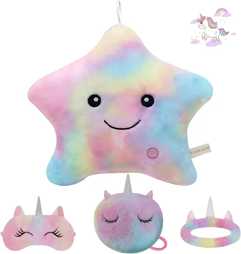 Vista 21 de Glow Star - Almohada con luz LED de noche, animales de peluche para niñas y niños, almohadas de peluche para adultos y niños, para fiestas