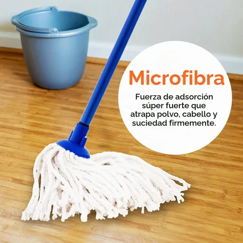 Vista 5 de Superio Trapeador de hilo de algodón para limpieza de pisos de madera dura para el hogar, cocina, baño, limpieza de oficina, azul resistente