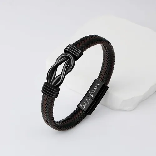 Vista 6 de Pulsera de cuero trenzado para hombre, regalo para hombres, marido, novio, papá, hijo, nieto, hermano, cumpleaños, día del padre, aniversario