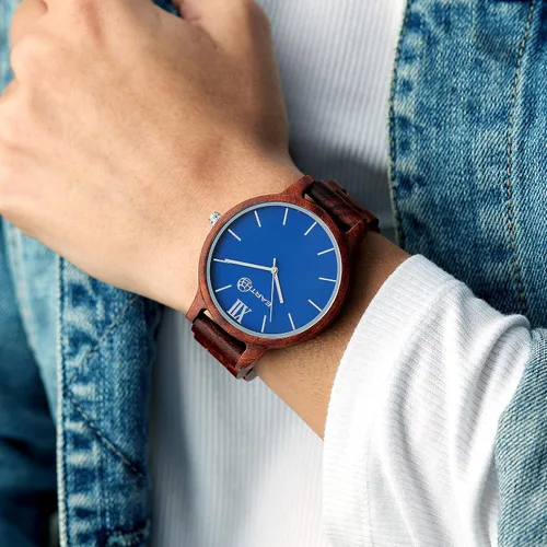 Vista 5 de TIERRA WOOD Lucio Cuarzo Eco Friendly Pulsera Reloj con Fecha