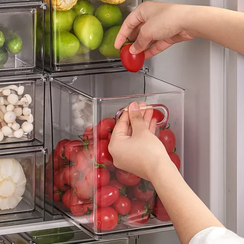 Vista 9 de LALASTAR Paquete de 2 organizadores de refrigerador con cajón extraíble, organizador apilable para congelador, organización y almacenamiento