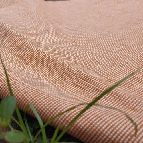 Vista 3 de Tela de lino de algodón con puntos Dobby naranja Material versátil para costura, manualidades y decoración del hogar
