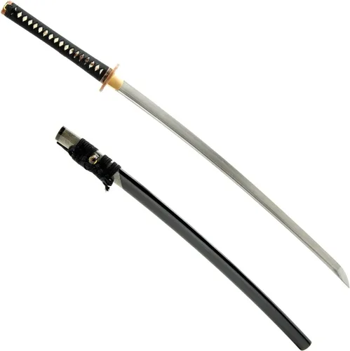 Vista 8 de Espada confeccionada a mano: Katana samurai completamente funcional con hoja de acero de carbono 1095 forjada a mano y templada en arcilla, con hoja