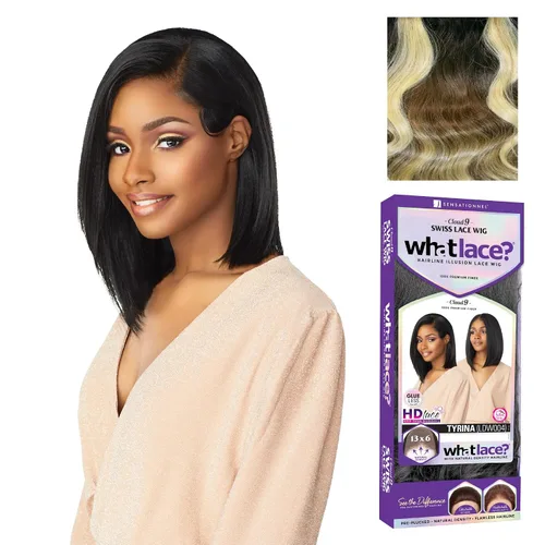 Vista 18 de Sensationnel What Lace Cloud9 Tyrina - Peluca de cabello sintético Encaje frontal, atado a mano, sintético, densidad natural, línea de cabello
