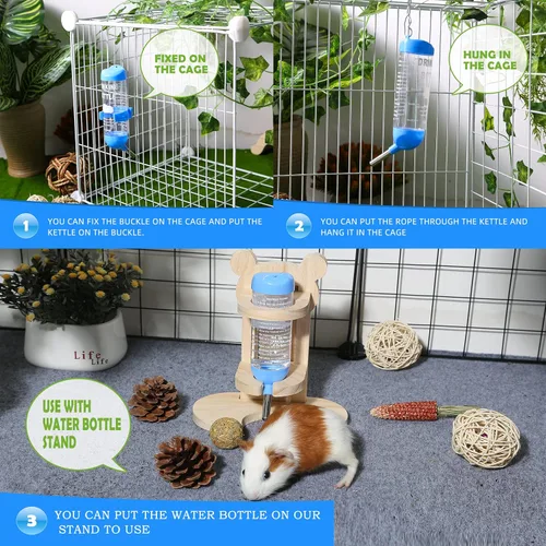 Vista 7 de PStarD Moon - Botella de agua para animales pequeños, conejito, hámster, cobaya, conejo, chinchilla, jerbo, marmota, ardilla (2.7 onzas)