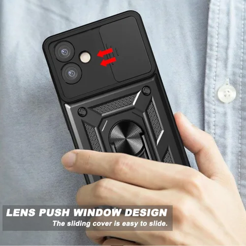 Vista 6 de Funda para teléfono Galaxy A06 4G: con protector de pantalla de 2 piezas, cubierta deslizante para cámara y soporte multiángulo para Samsung Galaxy