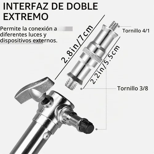 Vista 2 de 4 piezas estándar de 1/4 a 3/8 pulgadas convertidor macho de metal roscado adaptador de trípode espiga para soporte de flash, soporte de luz