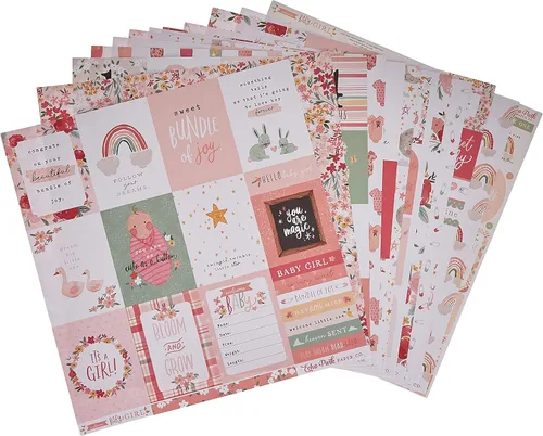 Vista 2 de Echo Park Paper Company Welcome Baby Girl Collection Kit de papel, 12 x 12 pulgadas