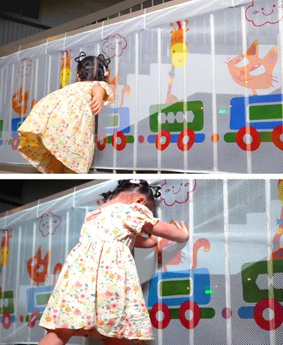 Vista 4 de Red de seguridad infantil para balcón, patios, barandillas y escaleras. Protectores de seguridad para niños/mascotas/juguetes tanto en interiores