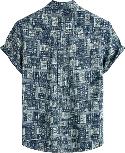 Vista 2 de VATPAVE Camisas hawaianas con bolsillo frontal para hombre, camisas florales casuales de manga corta con botones, camisas tropicales para la playa