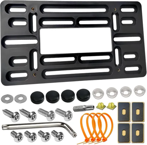 Vista 9 de Marco de soporte para matrícula trasera Aootf - Compatible con BMW Serie 1 a 6, soporte para etiqueta con tuercas de expansión enchufables y marco