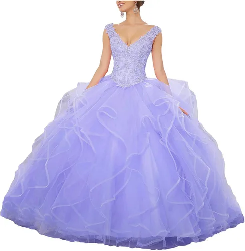 Vista 18 de QXMYOO Vestido de Gala de Quinceañera Sweet 16 Fiesta de Graduación Vestido de Princesa para Adolescentes Negro (Style1-Black)