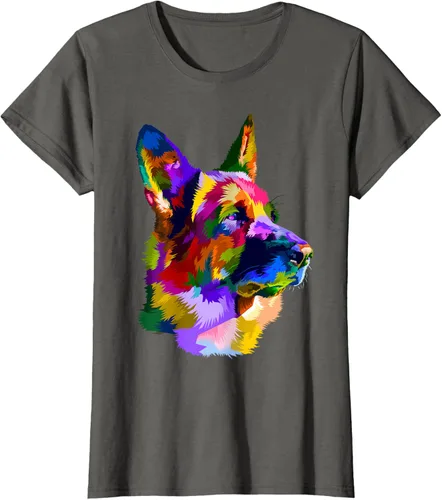 Vista 62 de Camiseta con retrato de pastor alemán para dueños de perros, Negro, S