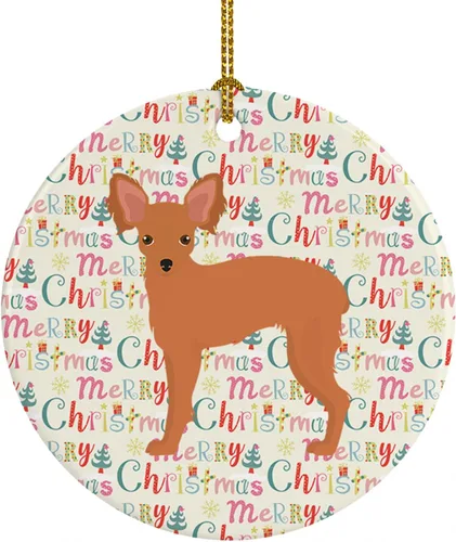 Vista 55 de Caroline's Treasures Abyssinian Sand Terrier - Adorno de cerámica para colgar en el árbol de Navidad, para el hogar, Navidad, fiestas, regalo, 3