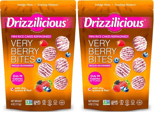 Vista 17 de Drizzilicious Mini Tortas de Arroz Sabor Pastel de Cumpleaños - Crujientes de Arroz, Aperitivo Saludable para Adultos y Niños, Tortas de Arroz