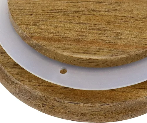 Vista 6 de Antrader 4 tapas de almacenamiento de madera para frascos de bola, Kerr, Mason (2.76 pulgadas) Tapas de madera de boca regular