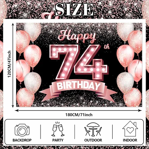 Vista 260 de Cartel de feliz cumpleaños décimo oro rosa, telón de fondo, saludos a 10 años, globos de confeti, decoración temática para niñas de 10 años