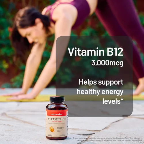 Vista 2 de NatureWise Vitamina B12 3000 mcg - Fuerza Extra - Suplemento para Apoyar los Niveles de Energía, Claridad Mental, Salud del Sistema Nervioso - Fácil