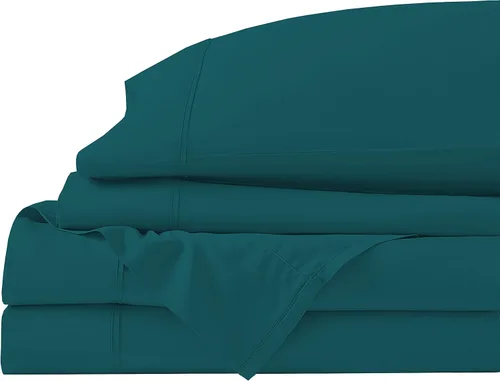 Vista 13 de Juego de cama de 5 piezas, 100% algodón egipcio de 600 hilos, fundas de almohada y sábana bajera con bolsillo extra profundo, ropa de cama suave