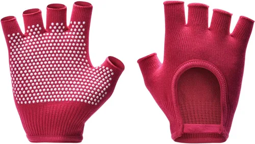 Vista 9 de Guantes de yoga antideslizantes sin dedos, ideales para pilates, barras, yoga de aire y entrenamientos de fitness, tela transpirable con agarre