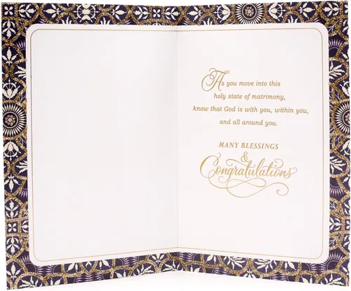 Vista 2 de Hallmark Tarjeta de felicitación de boda religiosa de caoba (escrita en el cielo)