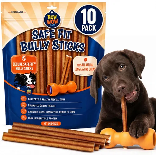 Vista 12 de Bow Wow Labs SafeFit™ Bully Sticks para perros, palitos de carne de res 100% naturales, alimentados con pasto, de bajo olor, masticables de larga