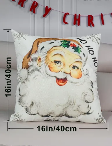 Vista 8 de multiwins Decoraciones Navideñas Juego de 4 Fundas de Almohada Navideñas con Estampado de Doble Cara de 16" x 16", con 8 Bonitos Patrones, Fundas