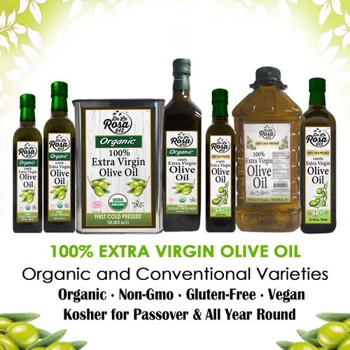 Vista 6 de Aceite de oliva virgen extra 100% orgánico - De La Rosa 1 litro - Primero prensado en frío, vegano, sin gluten y kosher Afrutado y con cuerpo