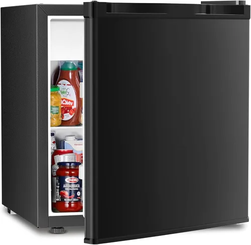 Vista 11 de Antarctic Star Mini refrigerador compacto con puerta reversible individual, estante de alambre, botón de descongelación