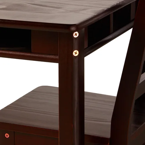 Vista 4 de Lipper International – Juego de 2 sillas y mesa rectangular para niños, color avellana, Madera, Espresso