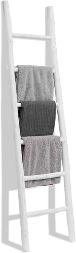 Vista 13 de FUIN - Escalera decorativa de madera maciza rústica de 6 pies, color negro