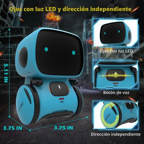 Vista 2 de KaeKid Robots para niños, robótico inteligente interactivo con sensor táctil, control de voz, reconocimiento de voz, canto, baile, repetición