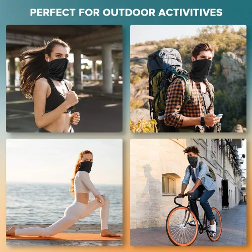 Vista 6 de Paquete de 2 polainas para el cuello, cubrebocas, reutilizables, tubo, protección UV, pasamontañas, deportes al aire libre para hombres y mujeres