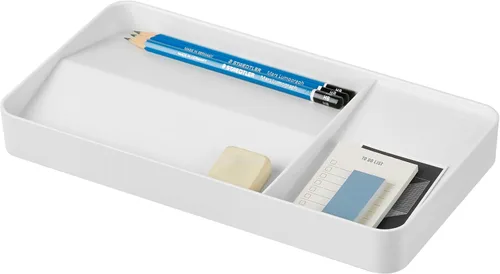 Vista 14 de BLUE GINKGO Bandeja de escritorio – Organizador fabricado en Corea para notas, bolígrafos, lápices y accesorios (doble cara, beige)