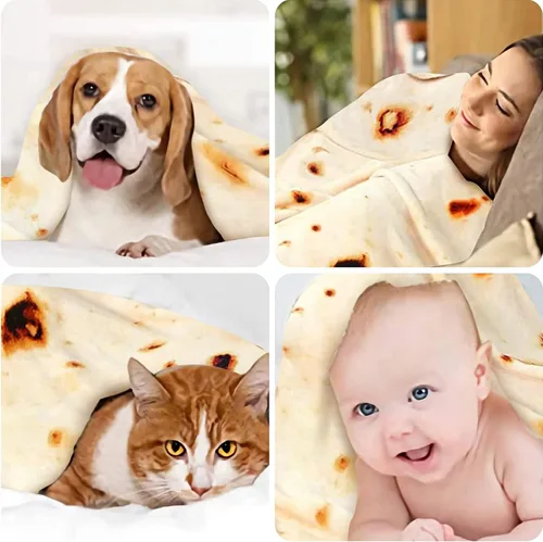 Vista 2 de SILUI Manta de burrito de tortilla, regalos de elefante blanco para niños, cosas útiles para bebés, manta divertida y novedosa para recién nacidos
