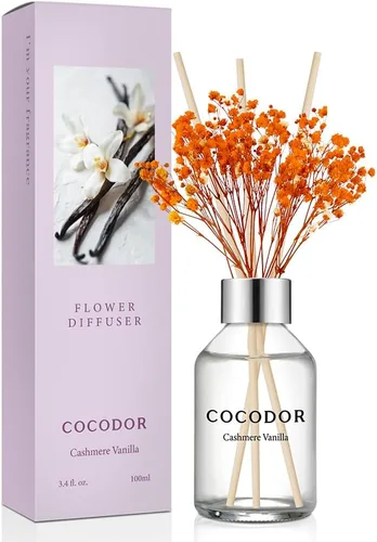 Vista 47 de COCODOR - Juego de difusor de varillas de junco, 3.4 onzas, difusor de aroma de brisa de abril con varillas, fragancia para el hogar, decoración