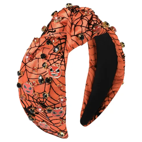 Vista 29 de Diademas de fantasma de Halloween para mujer, diadema de araña espeluznante con cuentas de diamantes de imitación de cristal, accesorios